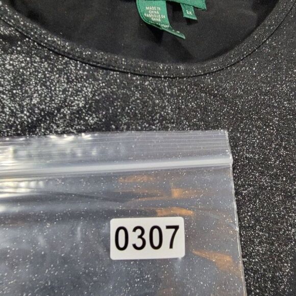 Lauren Ralph Lauren Shirt Womens 2X Black Shimmer Long Sleeve Blouse Top - Picture 9 of 9